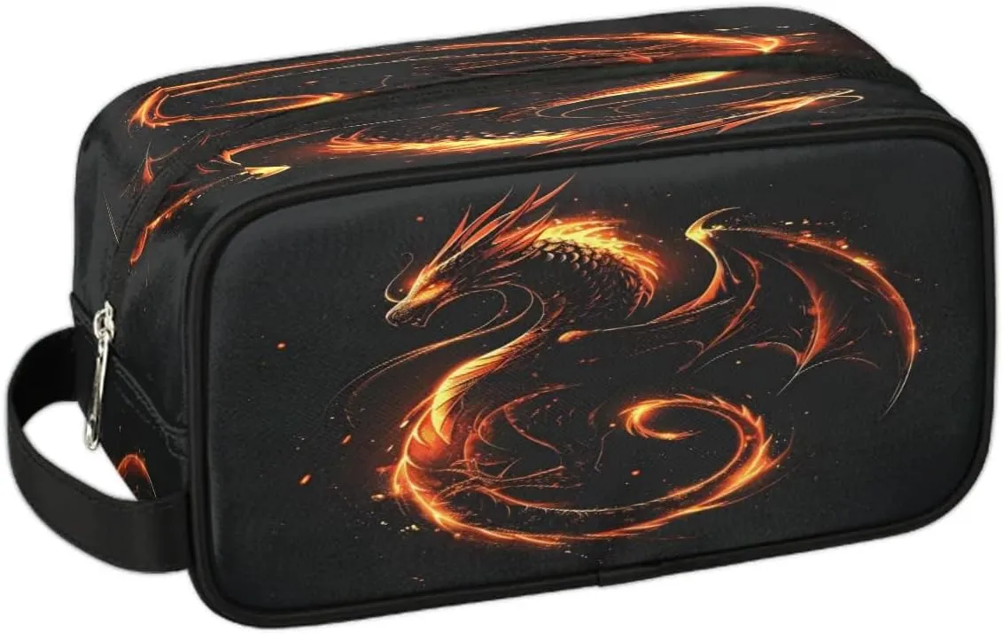 Fire Dragon Travel Toiletry Bag for Boys Girls, Waterproof Wash Bag Shower Bag Dopp Kit for Kids Makeup Bag for Toiletries Accessories