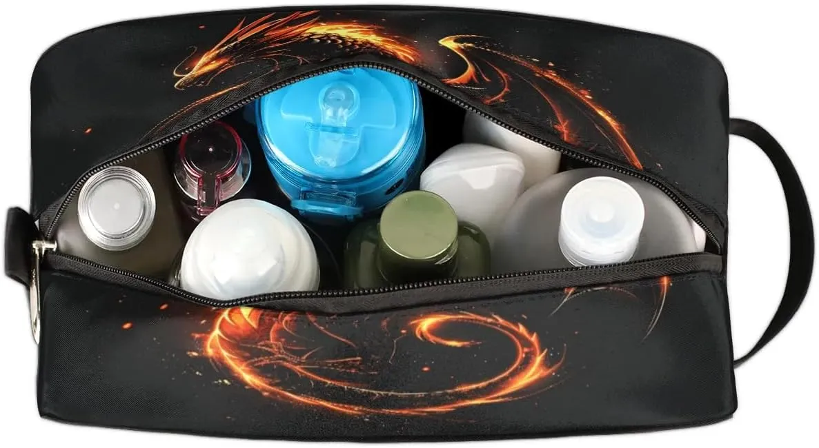 Fire Dragon Travel Toiletry Bag for Boys Girls, Waterproof Wash Bag Shower Bag Dopp Kit for Kids Makeup Bag for Toiletries Accessories