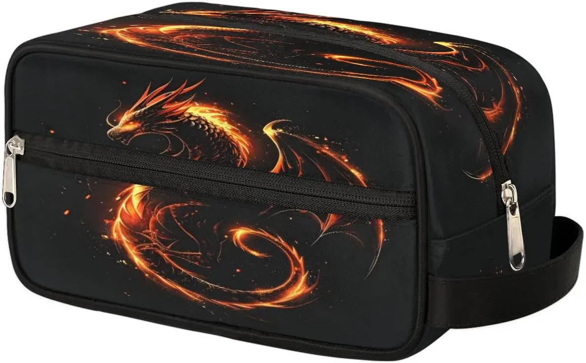 Fire Dragon Travel Toiletry Bag for Boys Girls, Waterproof Wash Bag Shower Bag Dopp Kit for Kids Makeup Bag for Toiletries Accessories