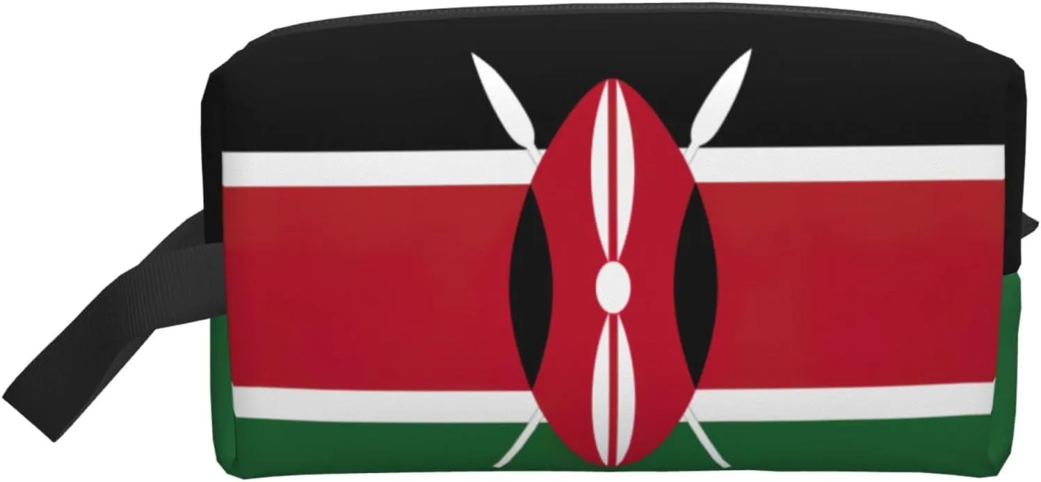 Flag Of Kenya Print Travel Toiletry Organizer Bag, Cosmetic & Storage Pouch For Travel And Daily Use