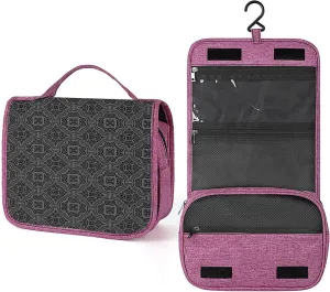 Flower Motifs,Travel Toiletry Hanging Bag Waterproof Bags,Baroque Venetian Flower Motifs,Makeup bag Organizers, Cosmetic Travel-Sized Container,Large Capacity for Women,Gray Black