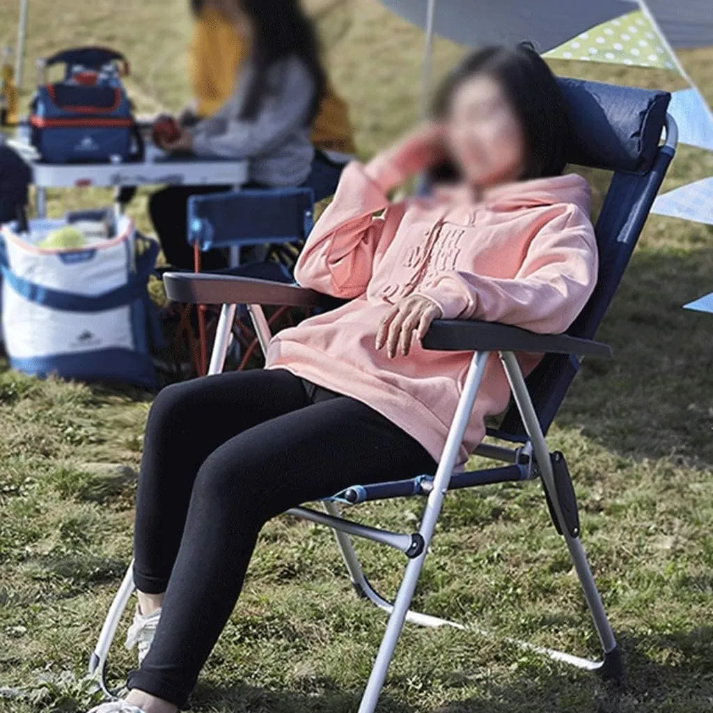Folding Camping Outdoor Folding Chair Camping Chair Portable Comfortable Armchair Recliner Lazy Chair Breathable Fishing Chair Chairs Foldable(A)