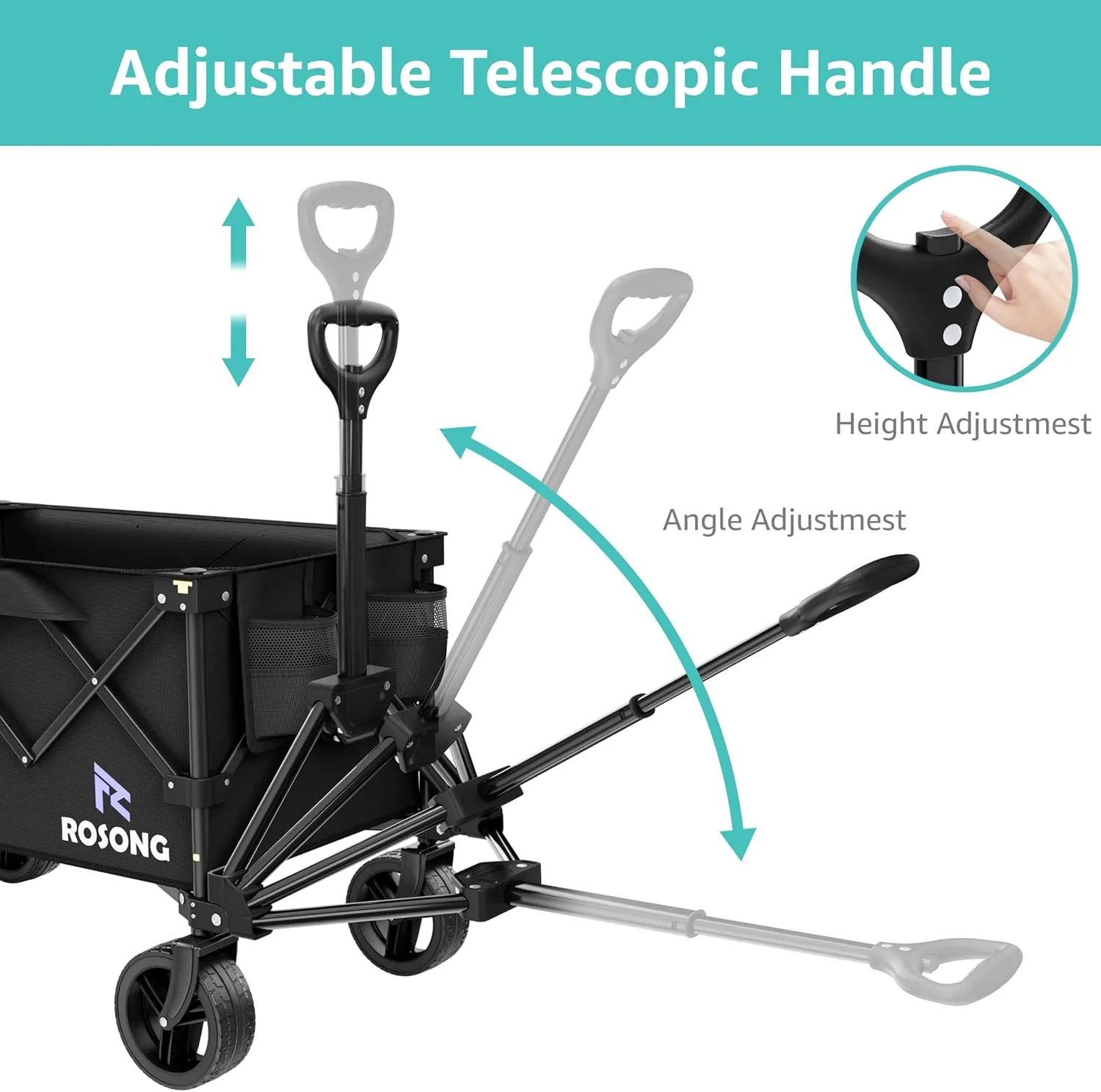 Folding Wagon Cart with Wheels Foldable - Collapsible Wagons Heavy Duty, Fold Up Portable Utility Wagon for Grocery Beach Sports Fishing Camping Shopping, Carrito para Cargar Cosas Con Ruedas