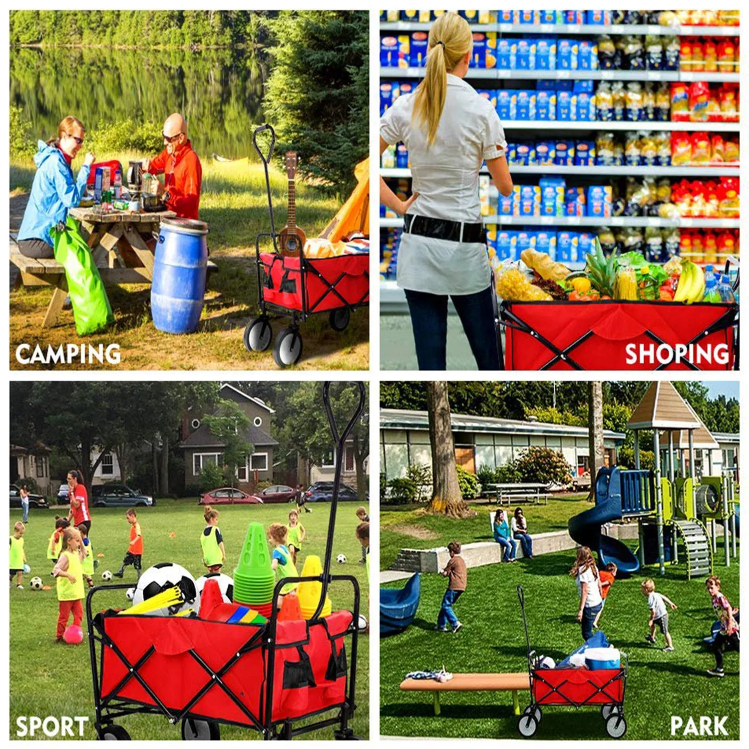 Folding Wagon Garden Shopping Beach Cart
