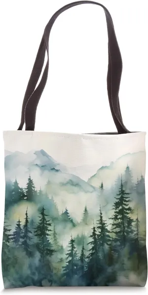 Forest Fog Nature Wild Green Nature Boho Tote Bag