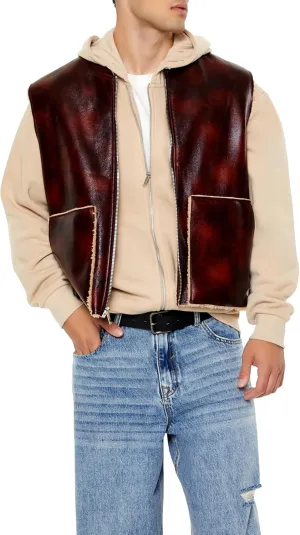 Forever 21 Men's Faux Leather & Shearling Vest