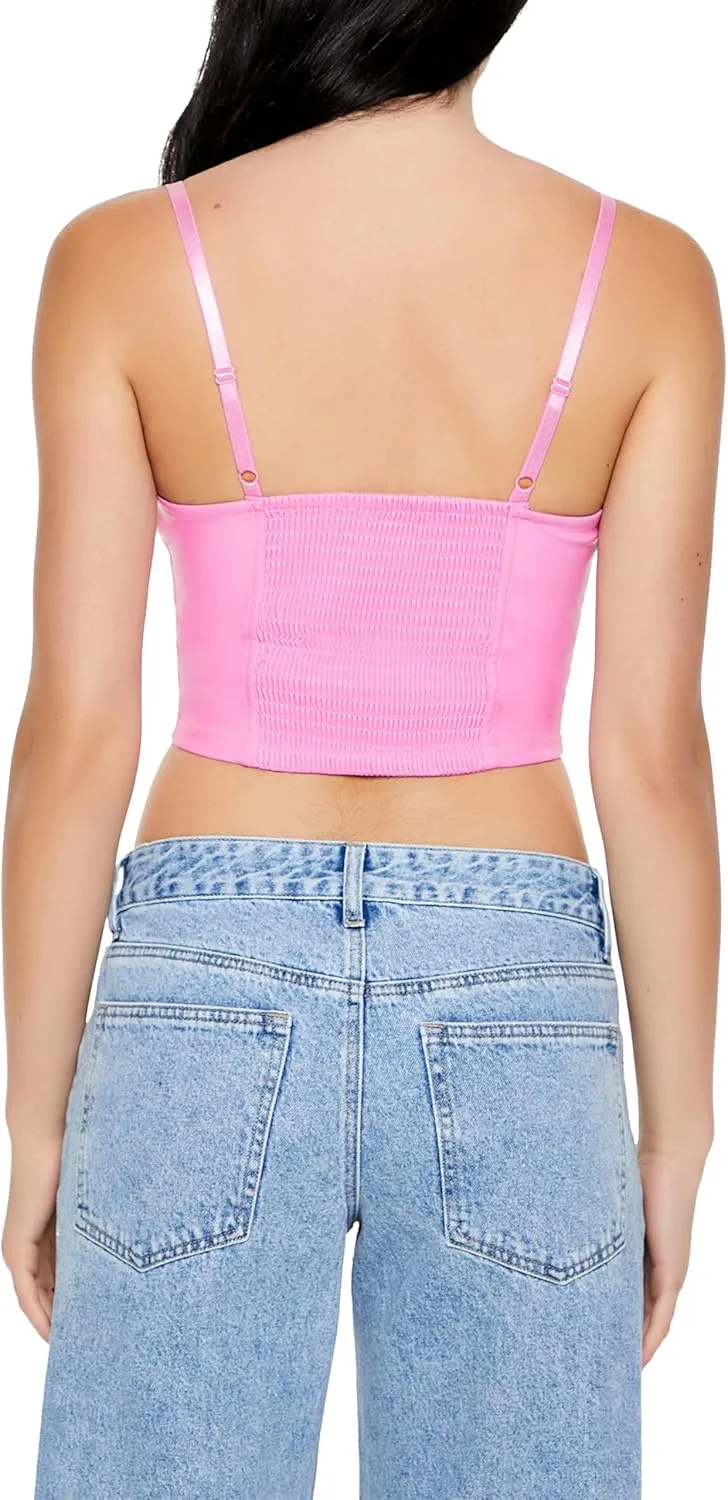 Forever 21 Women's Faux Leather V-Hem Bustier Cami