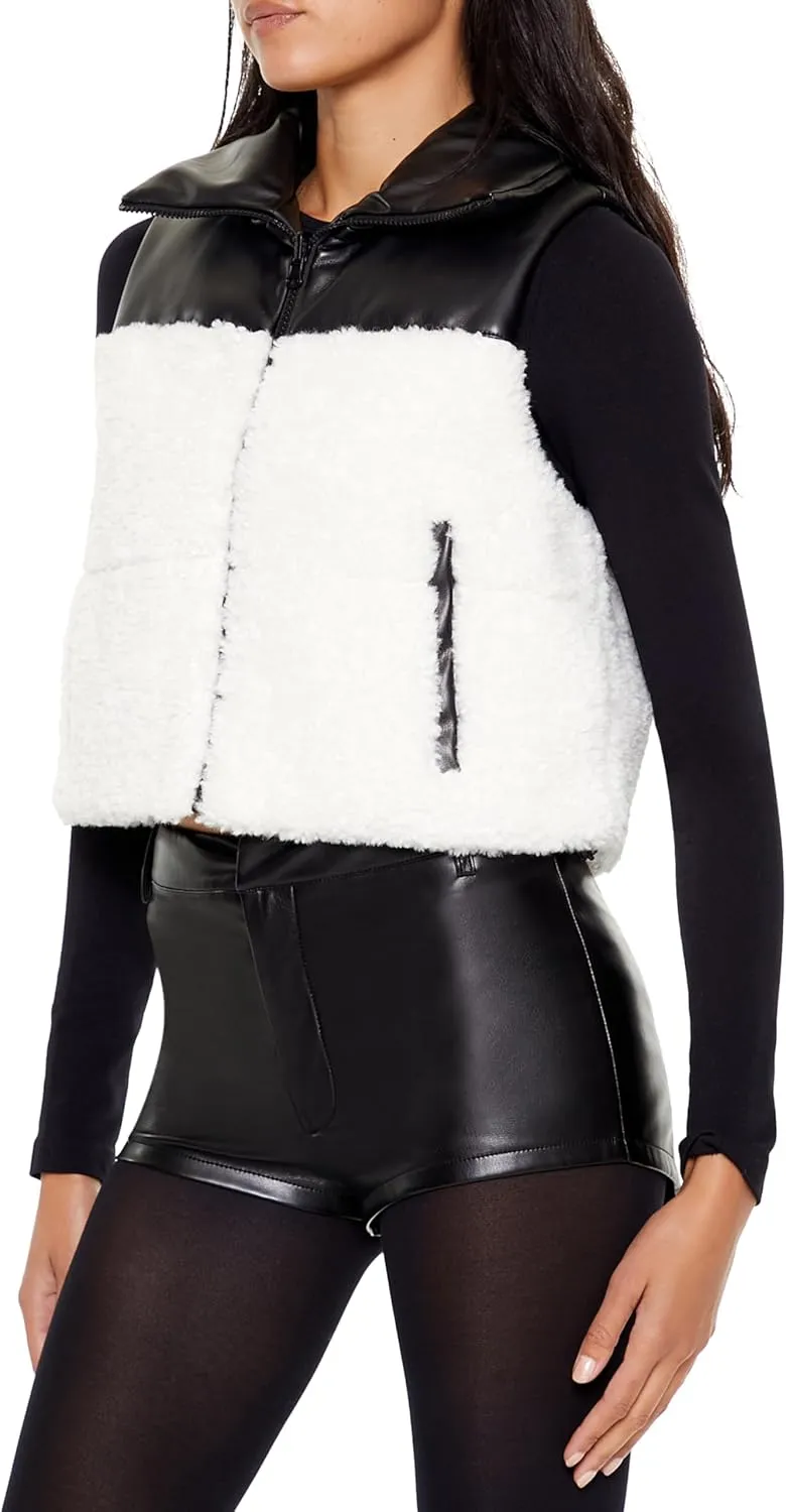 Forever 21 Women's Reversible Faux Shearling & Leather Vest