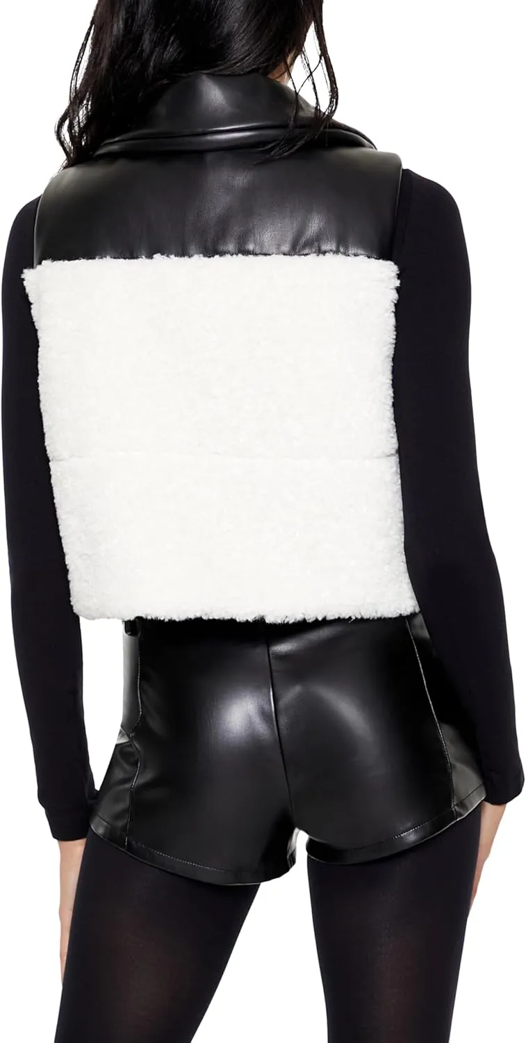 Forever 21 Women's Reversible Faux Shearling & Leather Vest