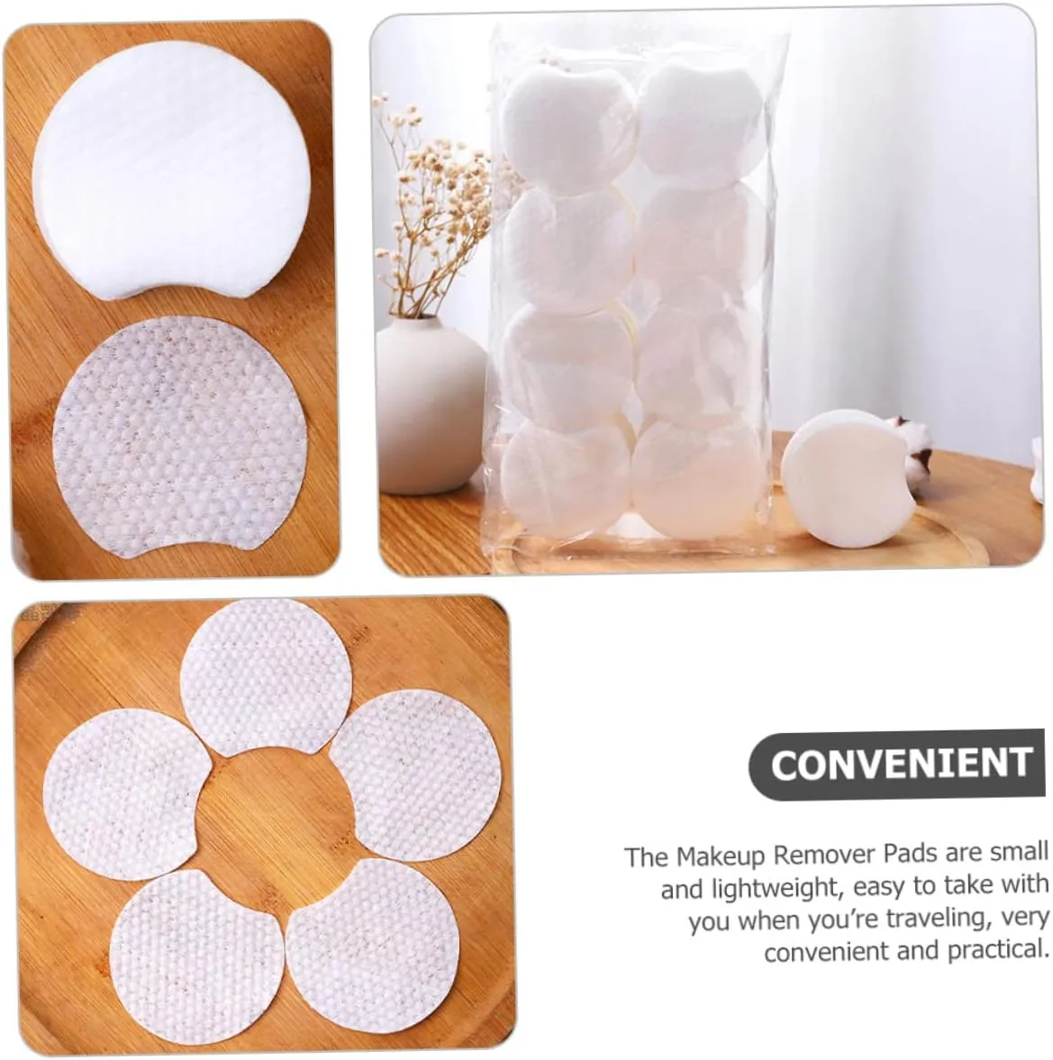FRCOLOR 600pcs Pearl Pattern Makeup Remover Cotton Face Makeup Remover Travel Make up Remover Wipes Travel Wipes for Women Cosmetic Pads for Face Cotton Pad Disposable Cotton Face Pads