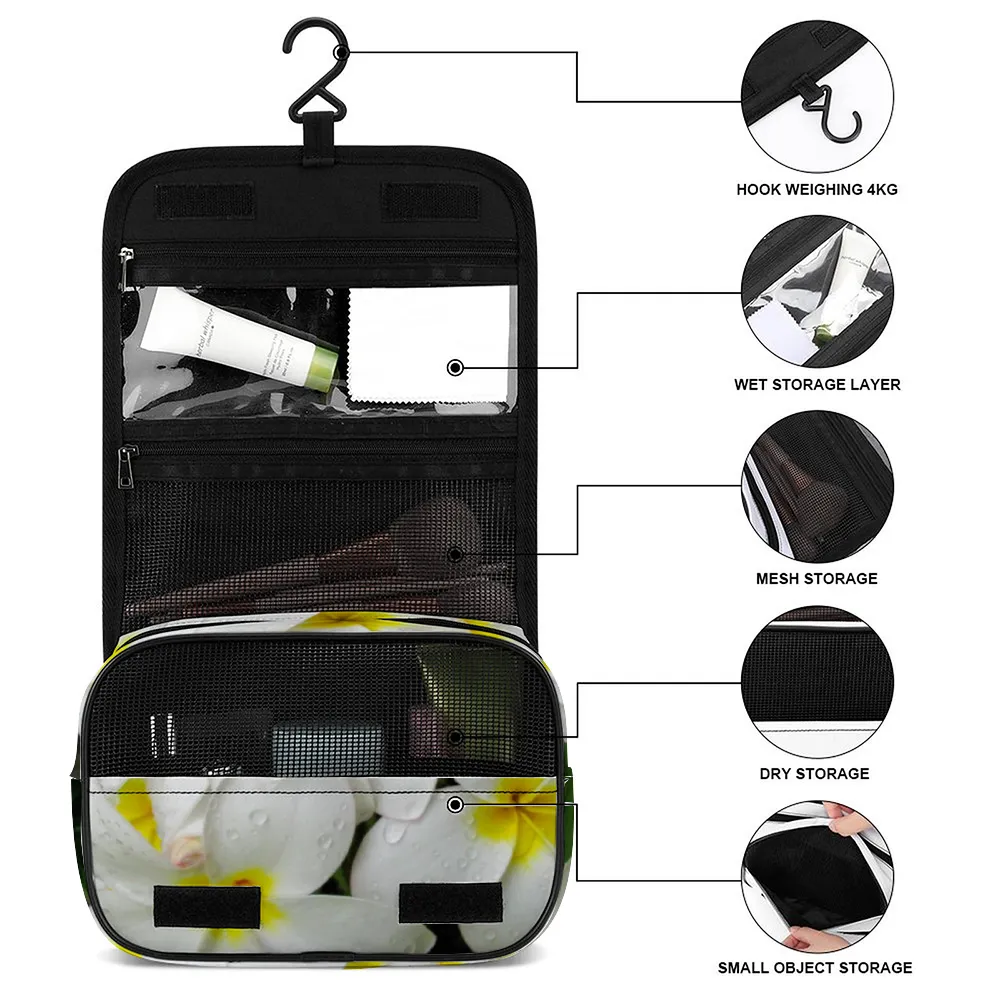 Fresh White Frangipanis Waterproof Hanging Travel Toiletry Bag