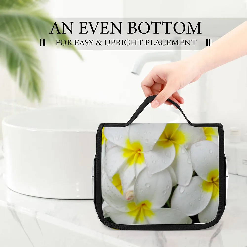 Fresh White Frangipanis Waterproof Hanging Travel Toiletry Bag