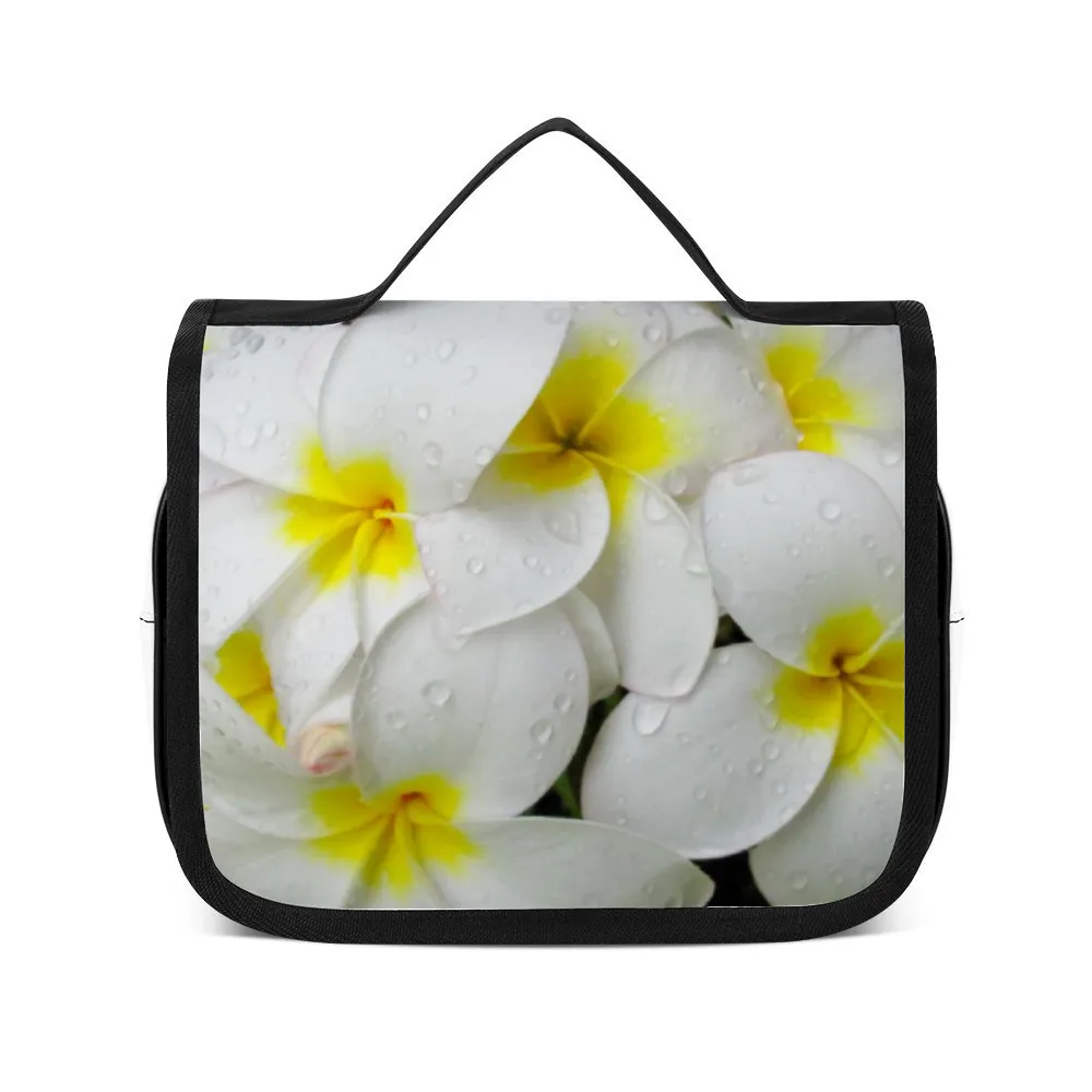 Fresh White Frangipanis Waterproof Hanging Travel Toiletry Bag