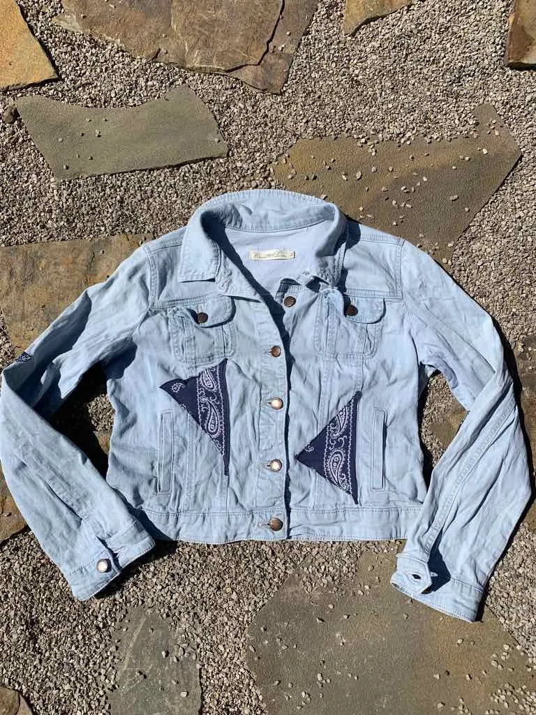 Fringed Bandana Denim Jacket - M