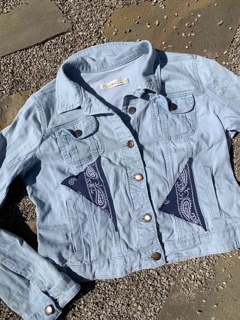 Fringed Bandana Denim Jacket - M