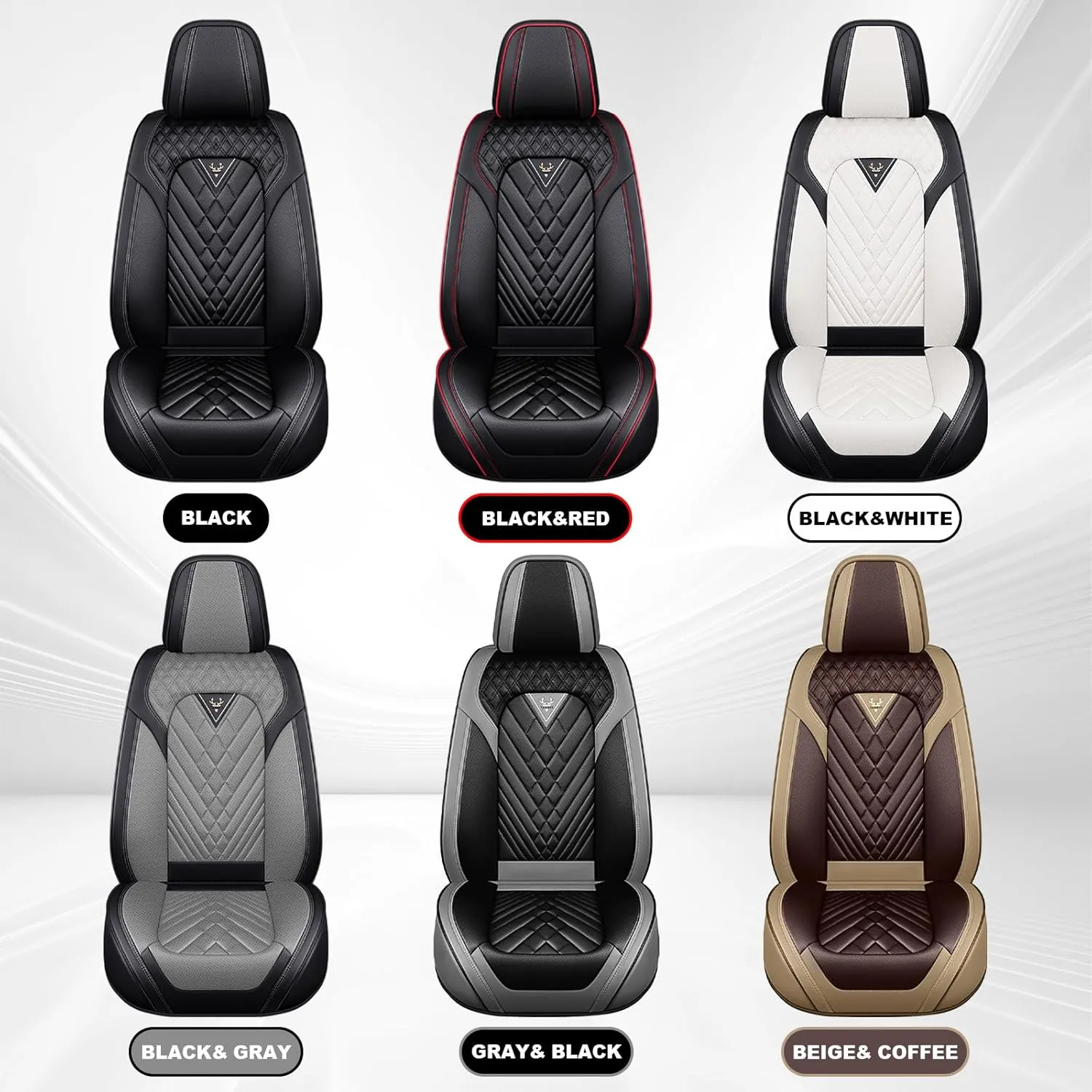 Front Seat Covers for Volvo XC60 2010-2024,Waterproof Faux Leather Car Seat Covers,Luxury Automotive Interior Accessories Cover (2-Seat Set, Black&Beige)