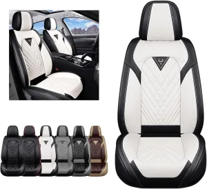 Front Seat Covers for Volvo XC60 2010-2024,Waterproof Faux Leather Car Seat Covers,Luxury Automotive Interior Accessories Cover (2-Seat Set, Black&Beige)