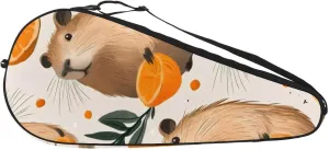 Funny Cartoon Capybaras on Skate Tennis Racquet Bag Lightweight Racket Carrying Bag for Youth and Adults
