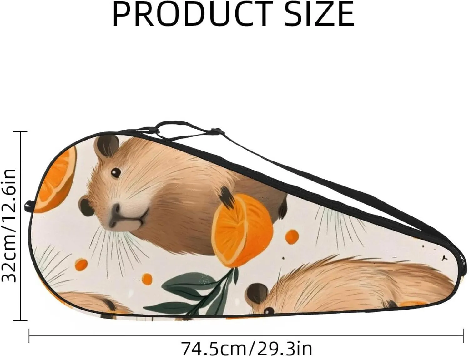 Funny Cartoon Capybaras on Skate Tennis Racquet Bag Lightweight Racket Carrying Bag for Youth and Adults