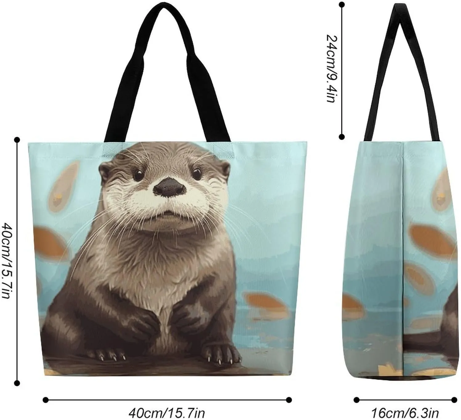 Funny Cartoon Pug Puppy Dog Tote Bag for Women Reusable Grocery Shoulder Bags Shopping Bag for Travel, Groceries