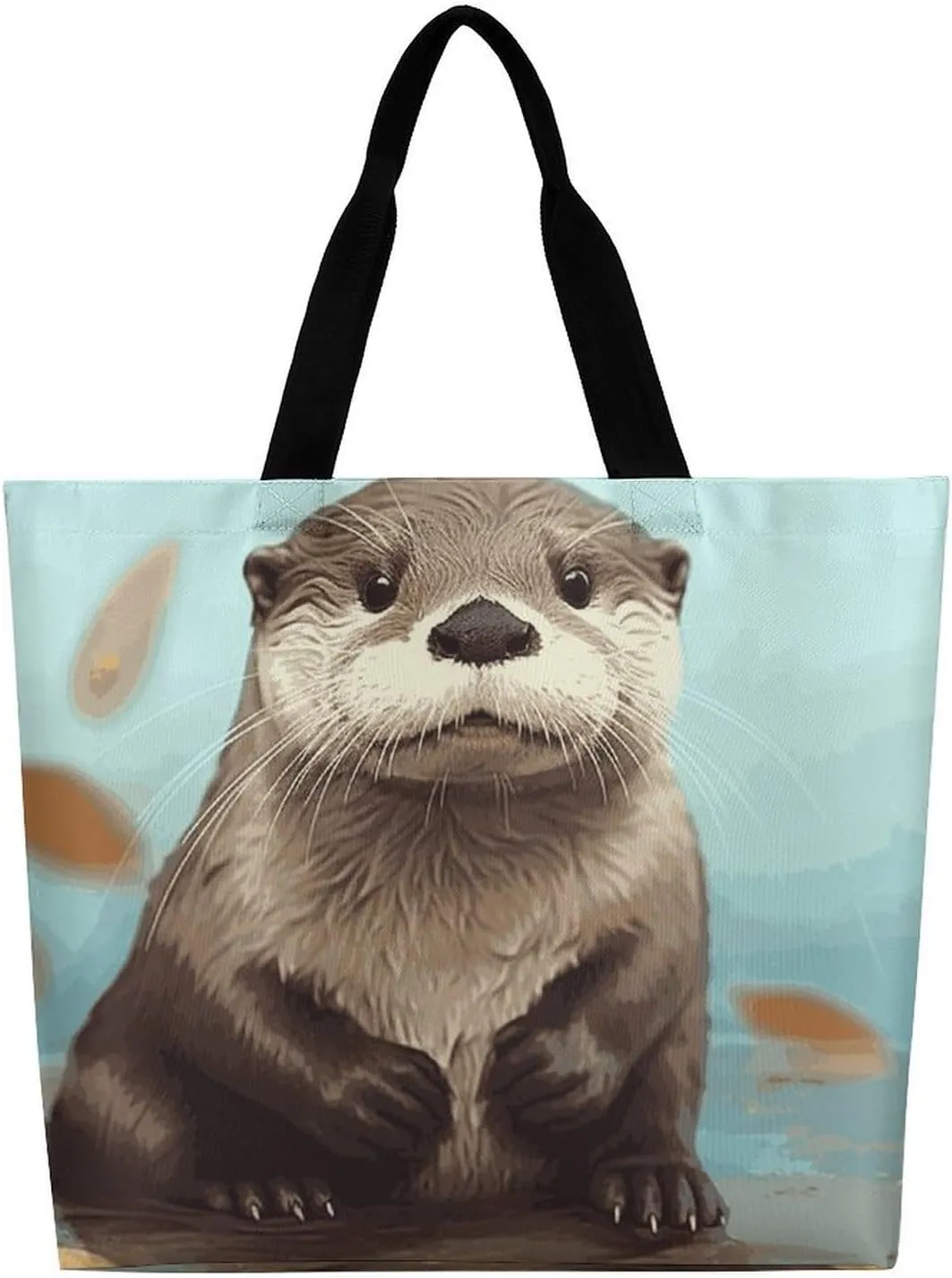 Funny Cartoon Pug Puppy Dog Tote Bag for Women Reusable Grocery Shoulder Bags Shopping Bag for Travel, Groceries