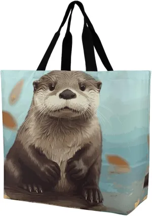 Funny Cartoon Pug Puppy Dog Tote Bag for Women Reusable Grocery Shoulder Bags Shopping Bag for Travel, Groceries