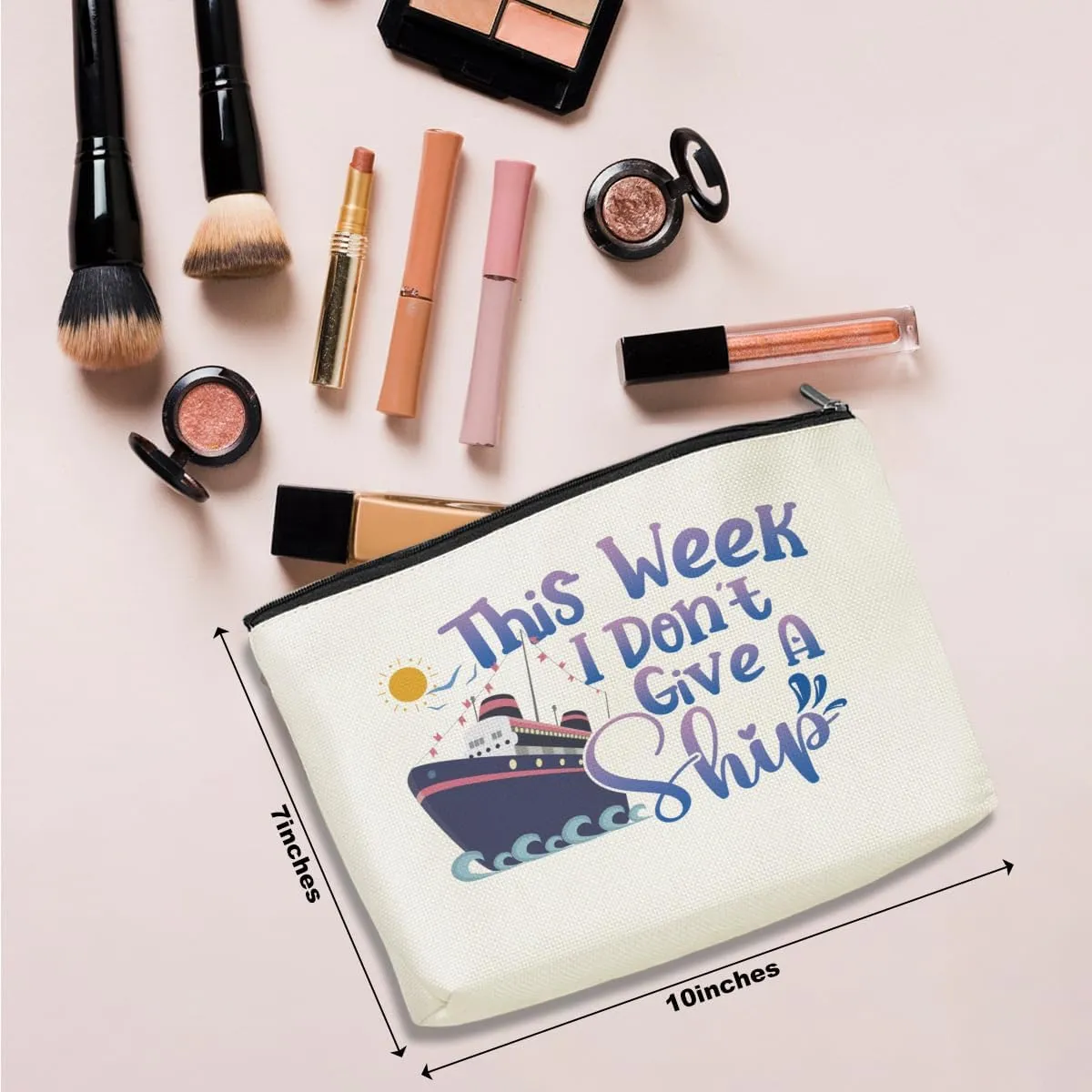 Funny Cruise Ship Cosmetic Bag Cruise Gifts Summer Vacation Cruise Trip Makeup Bag Gifts for Cruise Lovers Women Bestie Her Girls Trip Gifts Favors Makeup Pouch Bag Birthday Christmas Graduation