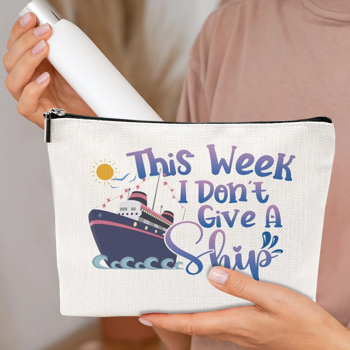 Funny Cruise Ship Cosmetic Bag Cruise Gifts Summer Vacation Cruise Trip Makeup Bag Gifts for Cruise Lovers Women Bestie Her Girls Trip Gifts Favors Makeup Pouch Bag Birthday Christmas Graduation