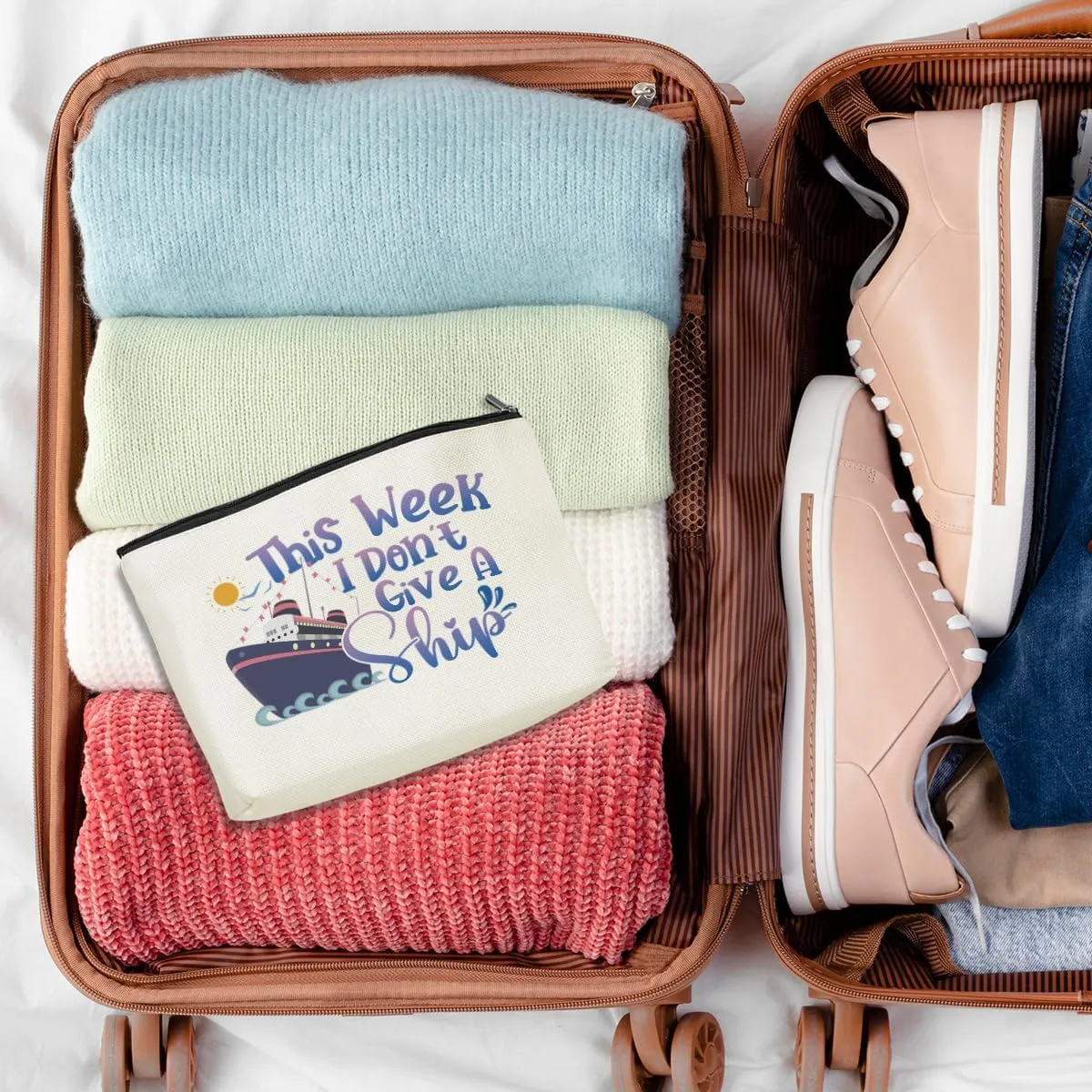Funny Cruise Ship Cosmetic Bag Cruise Gifts Summer Vacation Cruise Trip Makeup Bag Gifts for Cruise Lovers Women Bestie Her Girls Trip Gifts Favors Makeup Pouch Bag Birthday Christmas Graduation