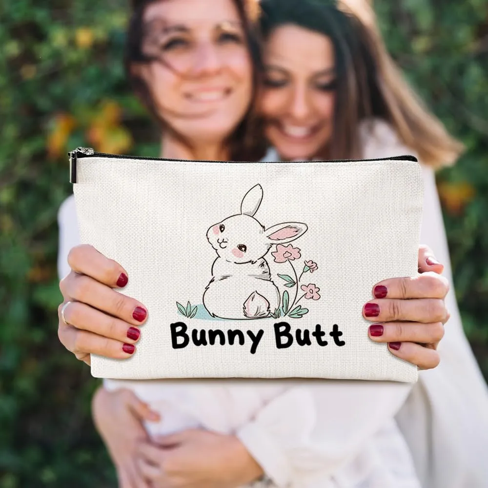 Funny Cute Rabbit Makeup Bag Bunny Gifts Bunny Supplies Accessories Cosmetic Bag for Women Girls Daughter Pet Owner Bunnies Lovers Sister Best Friends Bestie Nurse Graduation Mothers Day Birthday