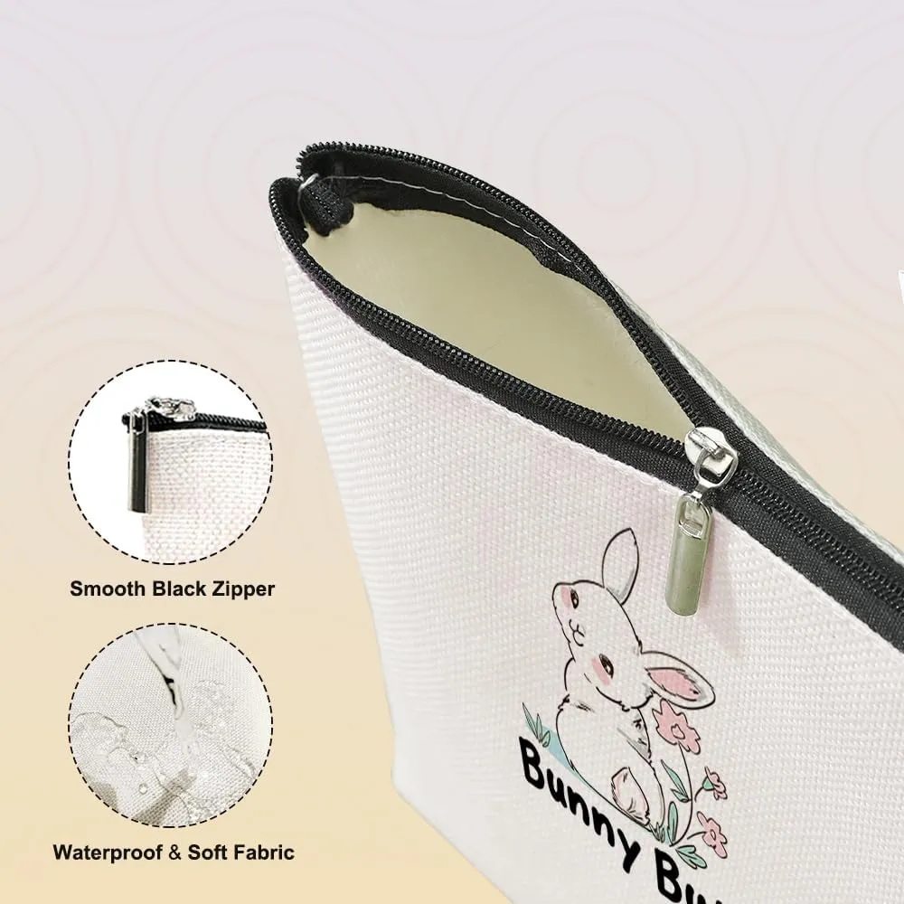 Funny Cute Rabbit Makeup Bag Bunny Gifts Bunny Supplies Accessories Cosmetic Bag for Women Girls Daughter Pet Owner Bunnies Lovers Sister Best Friends Bestie Nurse Graduation Mothers Day Birthday