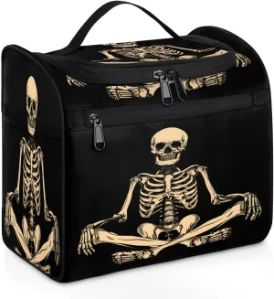 Funny Human Skeleton Skull Travel Toiletry Bag for Men and Women, Large Hanging Makeup Bag Organizer Toiletries Bag for Travel, Cosmetic Bag with Handle