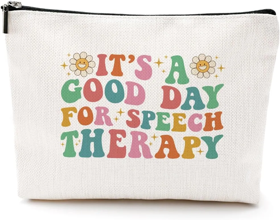 Funny Speech Therapy Gifts Inspirational Makeup Bag Speech Pathologist Gifts Cosmetic Bag for Women Girl Speech Language Therapist Medical Assistant Occupational Respiratory Therapy Christmas Birthday