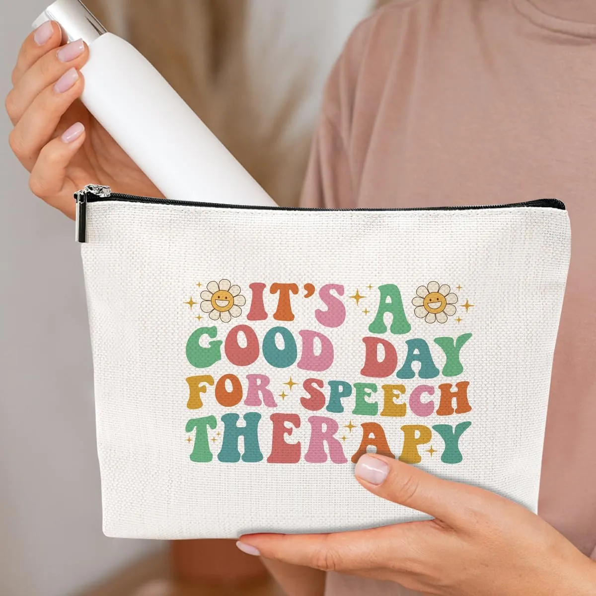 Funny Speech Therapy Gifts Inspirational Makeup Bag Speech Pathologist Gifts Cosmetic Bag for Women Girl Speech Language Therapist Medical Assistant Occupational Respiratory Therapy Christmas Birthday