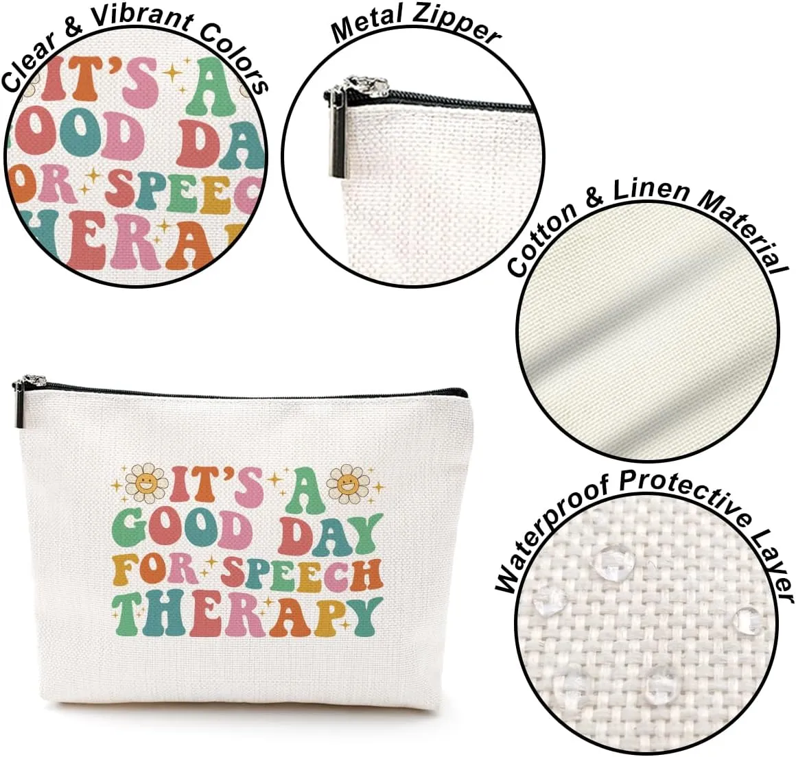 Funny Speech Therapy Gifts Inspirational Makeup Bag Speech Pathologist Gifts Cosmetic Bag for Women Girl Speech Language Therapist Medical Assistant Occupational Respiratory Therapy Christmas Birthday