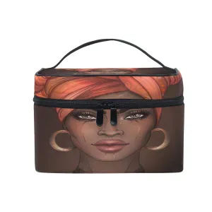 FVLFIL Cosmetic Bag Makeup toiletry Bag African American Woman Travel Case Organizer for Women