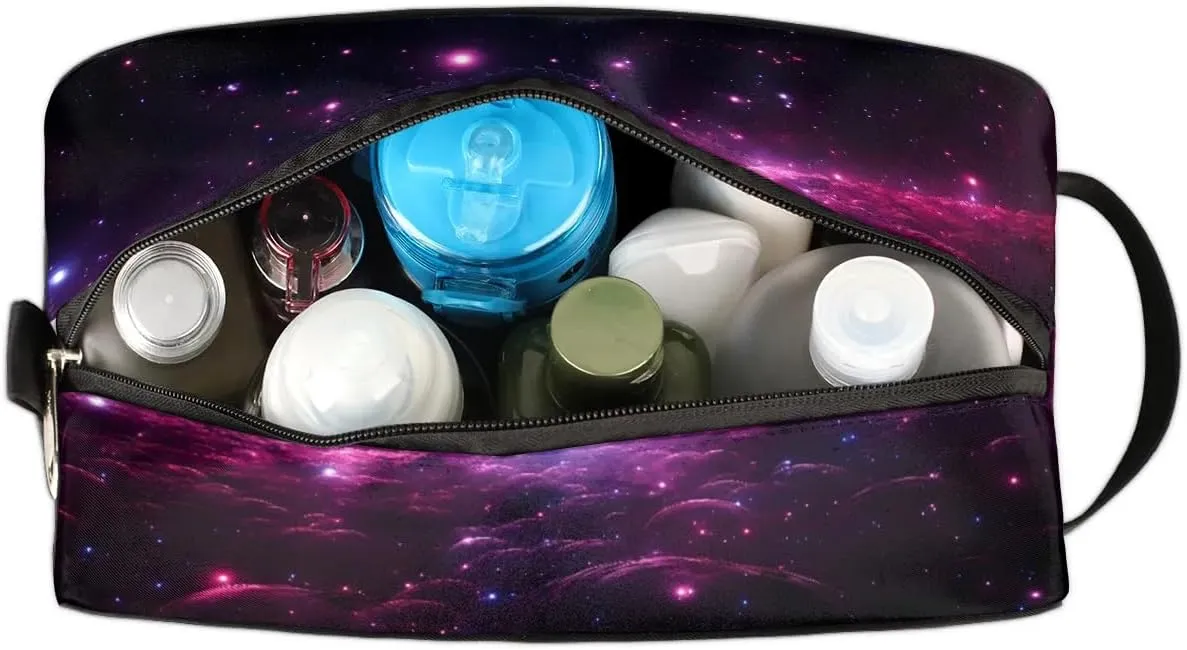 Galaxy Travel Toiletry Bag for Women Men Waterproof Cosmetic Makeup Bag Shaving Bag Storage Bags with Handle for Toiletries and Shaving Accessories