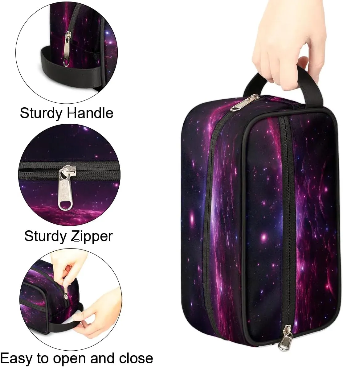 Galaxy Travel Toiletry Bag for Women Men Waterproof Cosmetic Makeup Bag Shaving Bag Storage Bags with Handle for Toiletries and Shaving Accessories