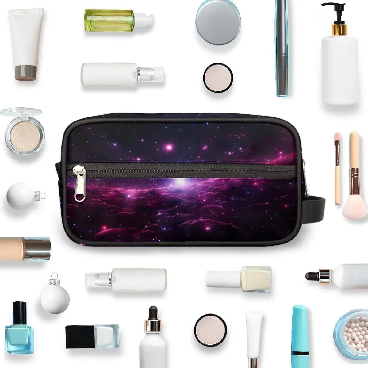 Galaxy Travel Toiletry Bag for Women Men Waterproof Cosmetic Makeup Bag Shaving Bag Storage Bags with Handle for Toiletries and Shaving Accessories