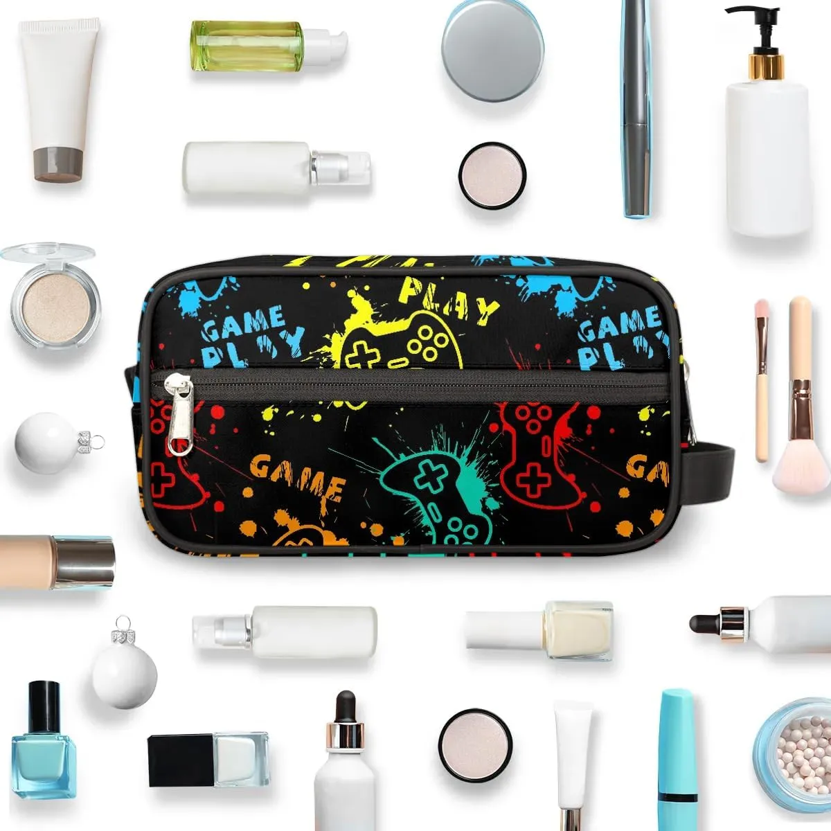 Game Start Travel Toiletry Bag for Kids, Waterproof Hanging Wash Bag Dopp Kit for Boys Shaving Bag for Toiletries Accessories