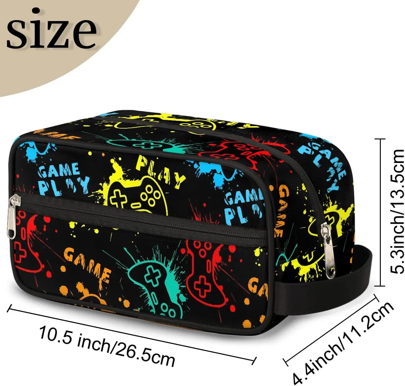 Game Start Travel Toiletry Bag for Kids, Waterproof Hanging Wash Bag Dopp Kit for Boys Shaving Bag for Toiletries Accessories