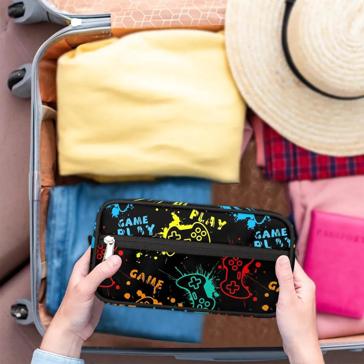 Game Start Travel Toiletry Bag for Kids, Waterproof Hanging Wash Bag Dopp Kit for Boys Shaving Bag for Toiletries Accessories