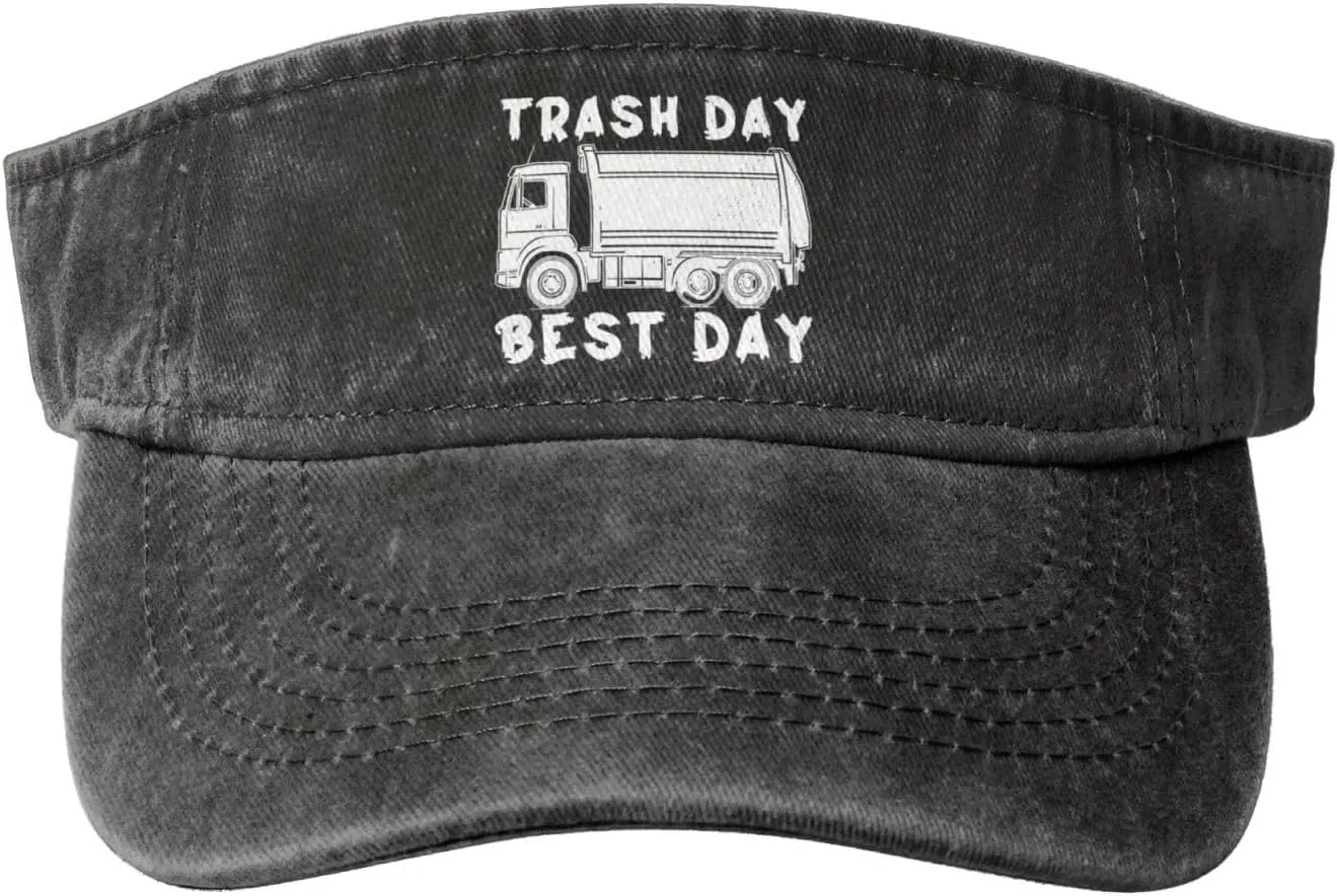 Garbage Day is The Best Day Visor Sun Protection Mesh Sun Hat Golf Outdoor Sports for Women Men Black