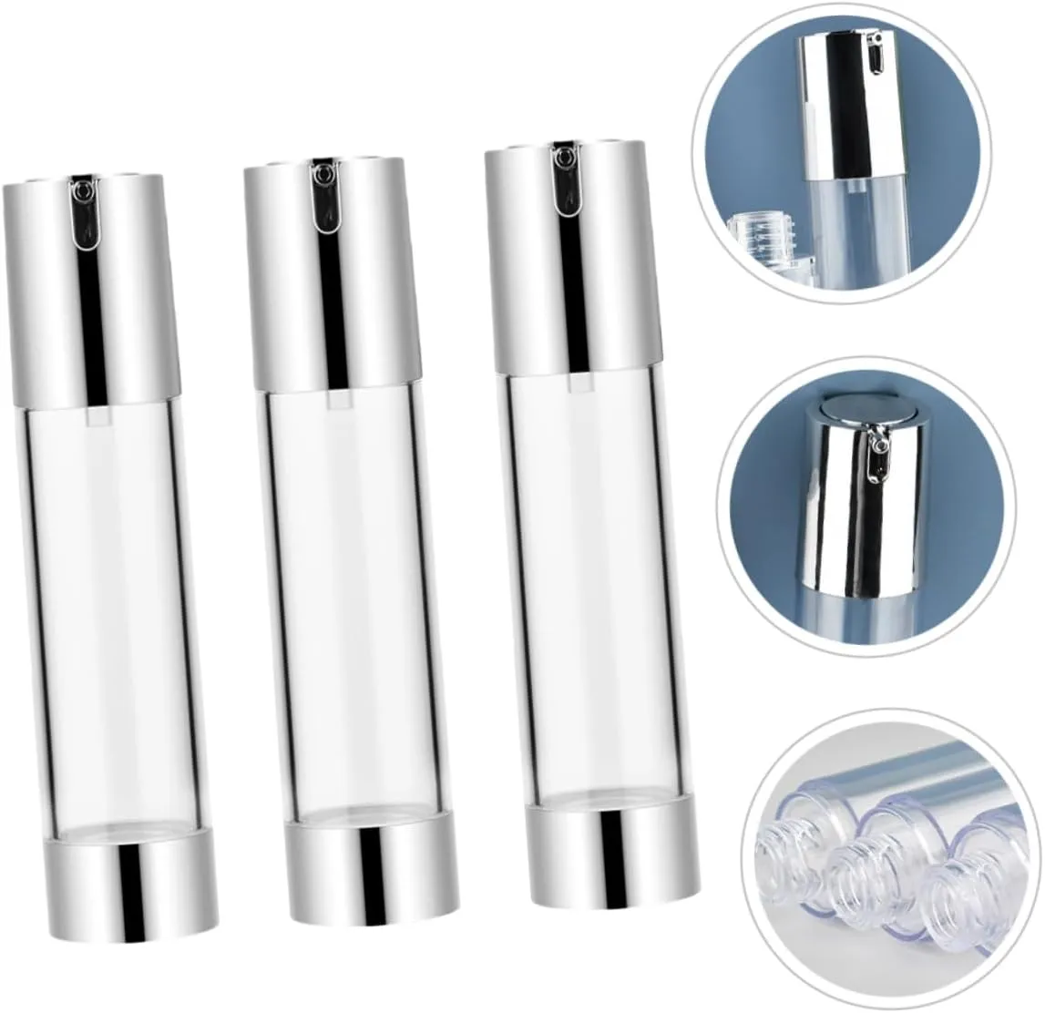 Gatuida 3pcs Portable Makeup Containers Vacuum Travel Bottles Skincare Pump Dispensers Refillable Airless Pump Bottles Mini Travel Lotion Containers
