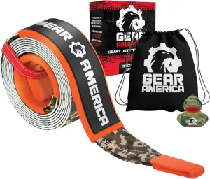 GearAmerica Heavy Duty 3"x20' Tow & Winch Strap - 35,053lbs Tree Saver, Break Strength Recovery Rope for Offroad & Towing - Weather Resistant, Triple Reinforced Loops (Camo) - Tow Strap