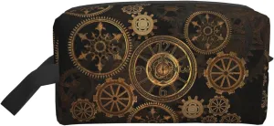 Gears Clock Bronze Century Print Travel Toiletry Organizer Bag, Cosmetic & Storage Pouch For Travel And Daily Use