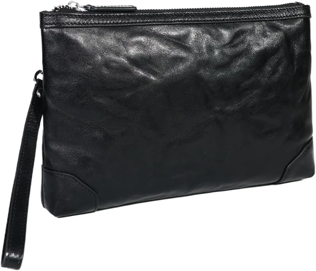 Genuine Leather Clutch Bag for Men Handbag Wrist Bag Business Large Purse Envelope Bag