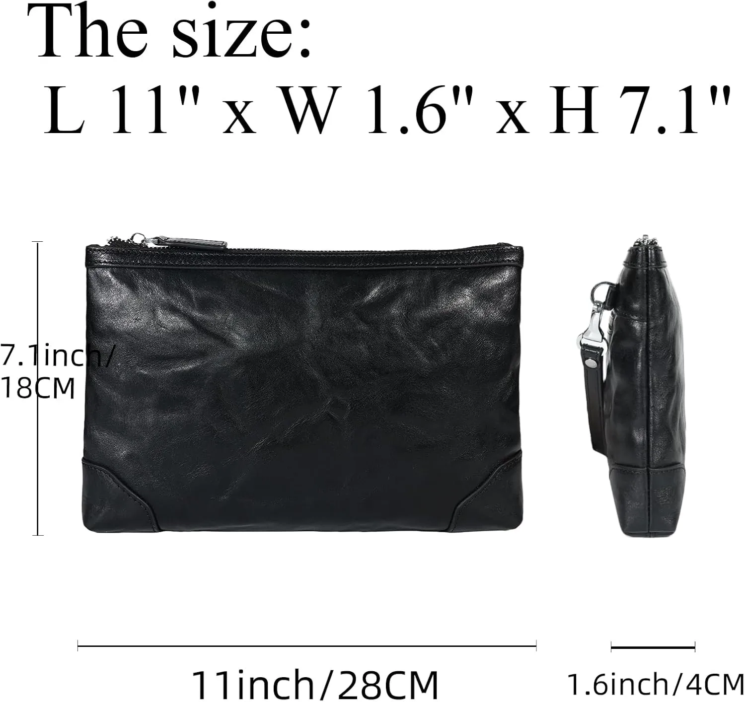 Genuine Leather Clutch Bag for Men Handbag Wrist Bag Business Large Purse Envelope Bag
