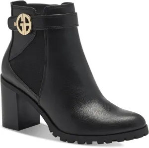 Giani Bernini Womens Halllee Faux Leather Ankle Boots Black 6 Medium (B,M)