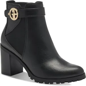Giani Bernini Womens Halllee Faux Leather Ankle Boots Black 7 Medium (B,M)
